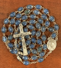 Beautiful Medjugorje Silver and Blue Rosaries